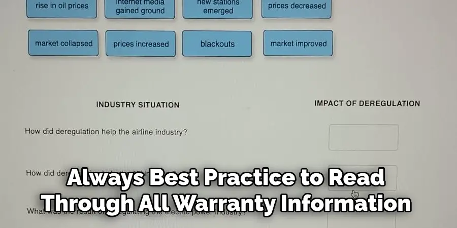 Always Best Practice to Read Through All Warranty Information 