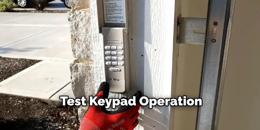 Test Keypad Operation Test Keypad Operation