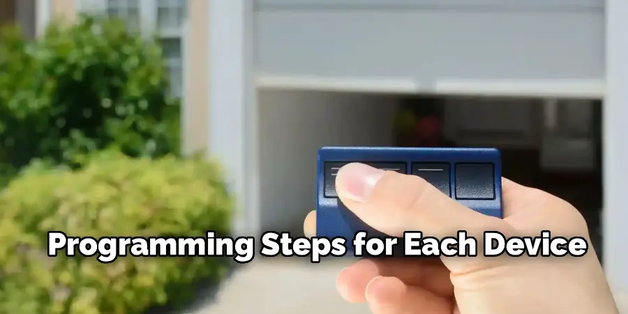 Programming Steps for Each Device